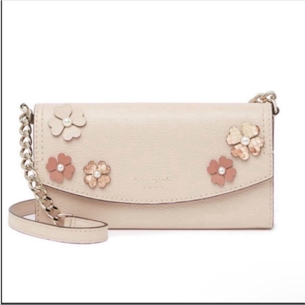 Kate spade leather crossbody bag shoulder Strap Flap Beige - 100% AUTHENTIC NWT